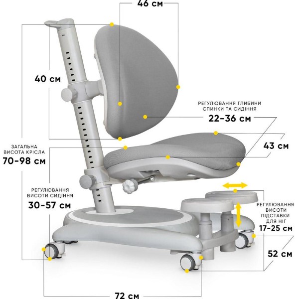 Фото - Крісло дитяче Mealux Ortoback Base Grey (Y-508 G Base)